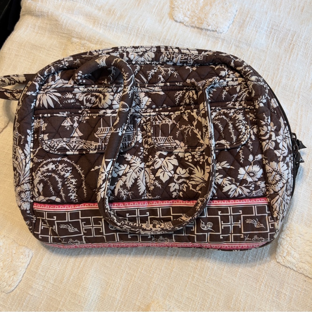 Vera Bradley Brown and Cream Floral Travel Bag - Picture 2 of 5